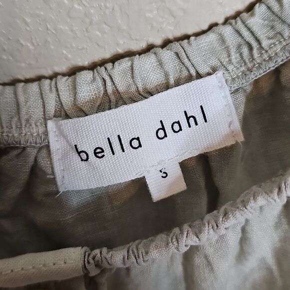 Bella Dahl Off-Shoulder Button-Up Linen Blouse Light Green Small - Picture 5 of 8